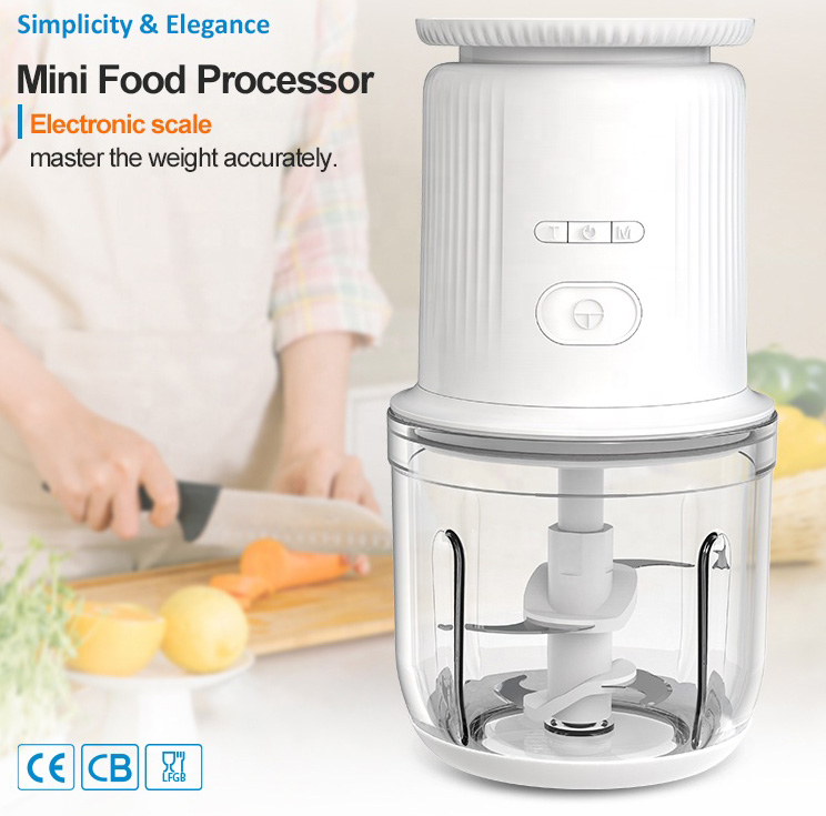 HB-SR07 Electric Mini Food Chopper, USB Charging Mini Electric Garlic Chopper, Small Food Processor with Spoon and Brush, Used for Onion Garlic Pepper Vegetable Meat Mincer/Grinder/Puree Food